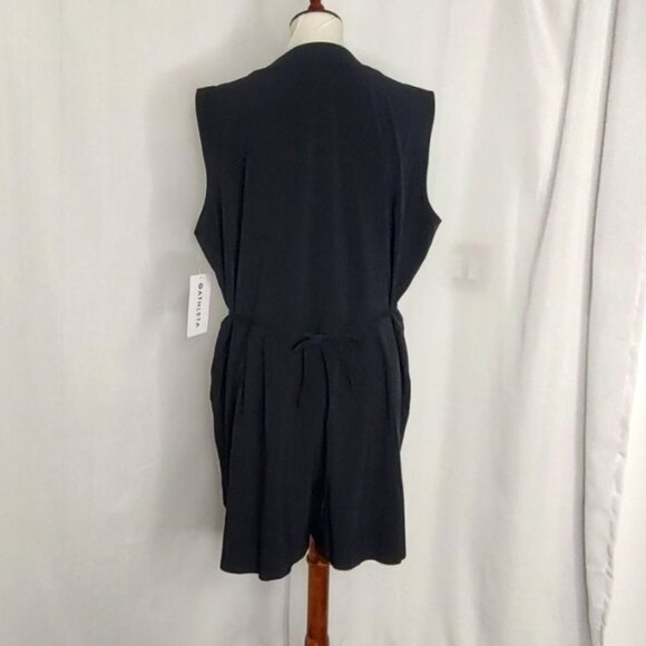 Athleta Marlow Romper Black 1X Sleeveless V-Neck Pockets NEW - Picture 9 of 16